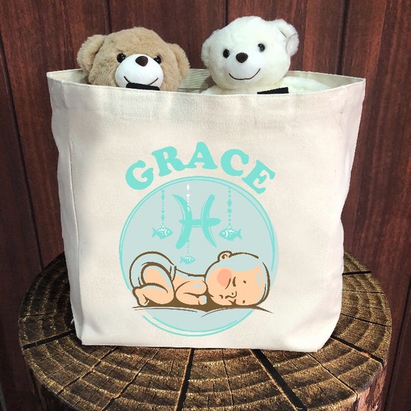 Personalized Baby Zodiac Signs Tote Bag - Picture 7 of 13